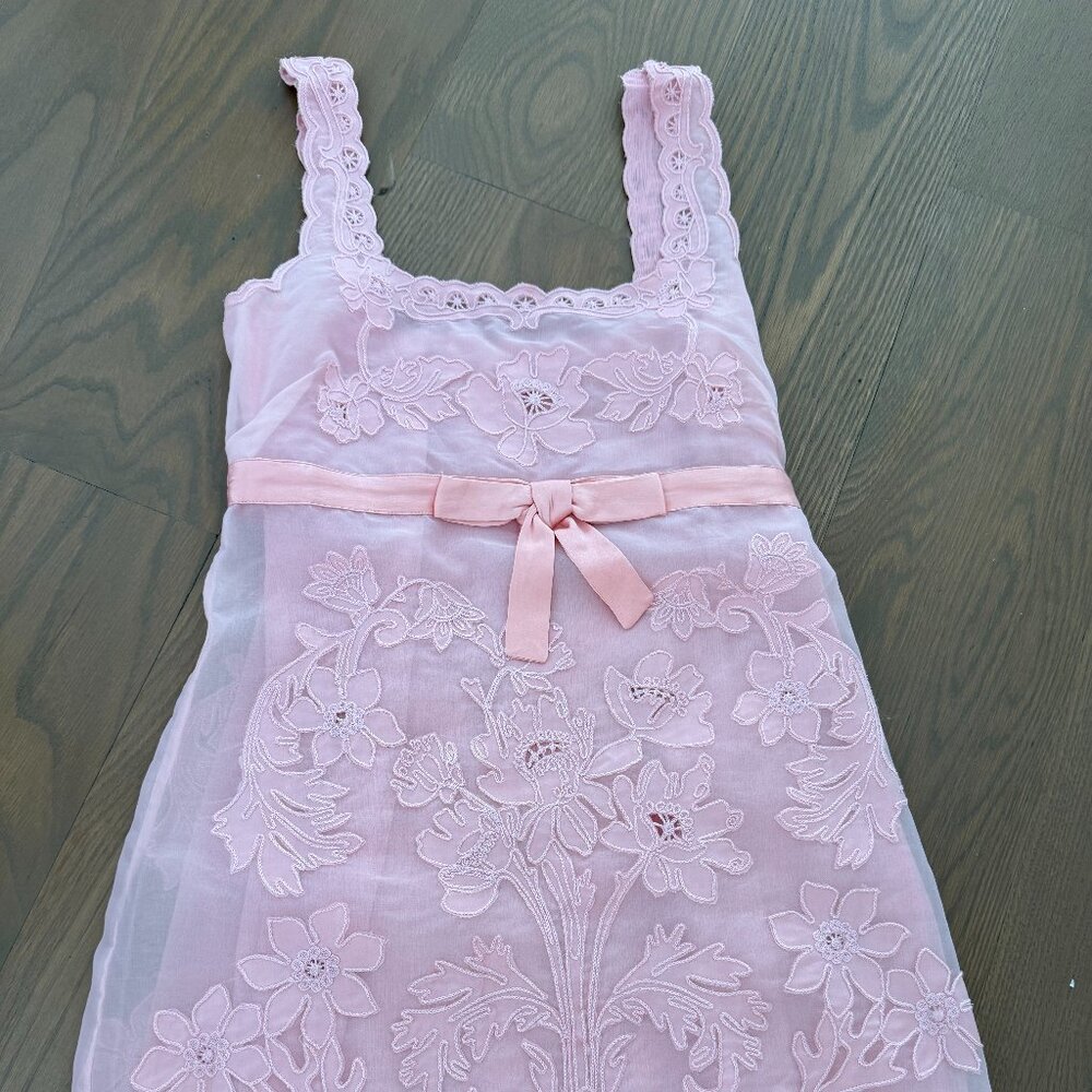 LoveShackFancy Pink Organza Lace Dress; Size 4